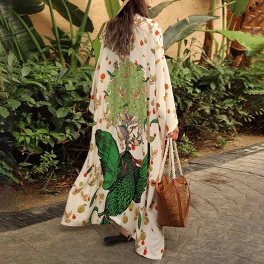 Kimono Long Bohème Imprimé Transparence