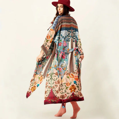 Kimono Long Bohème Imprimé Transparence