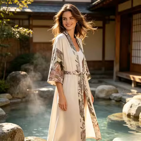 Kimono Yukata Floral Européen Anti-UV