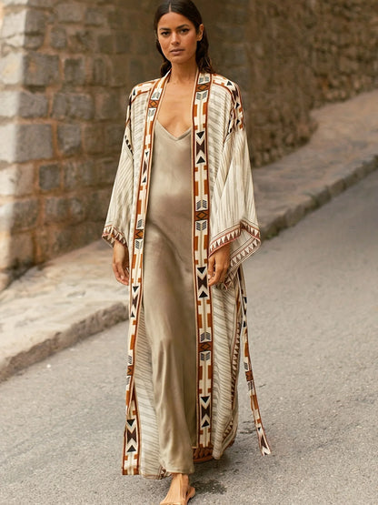 Kimono Long Bohème Imprimé Transparence