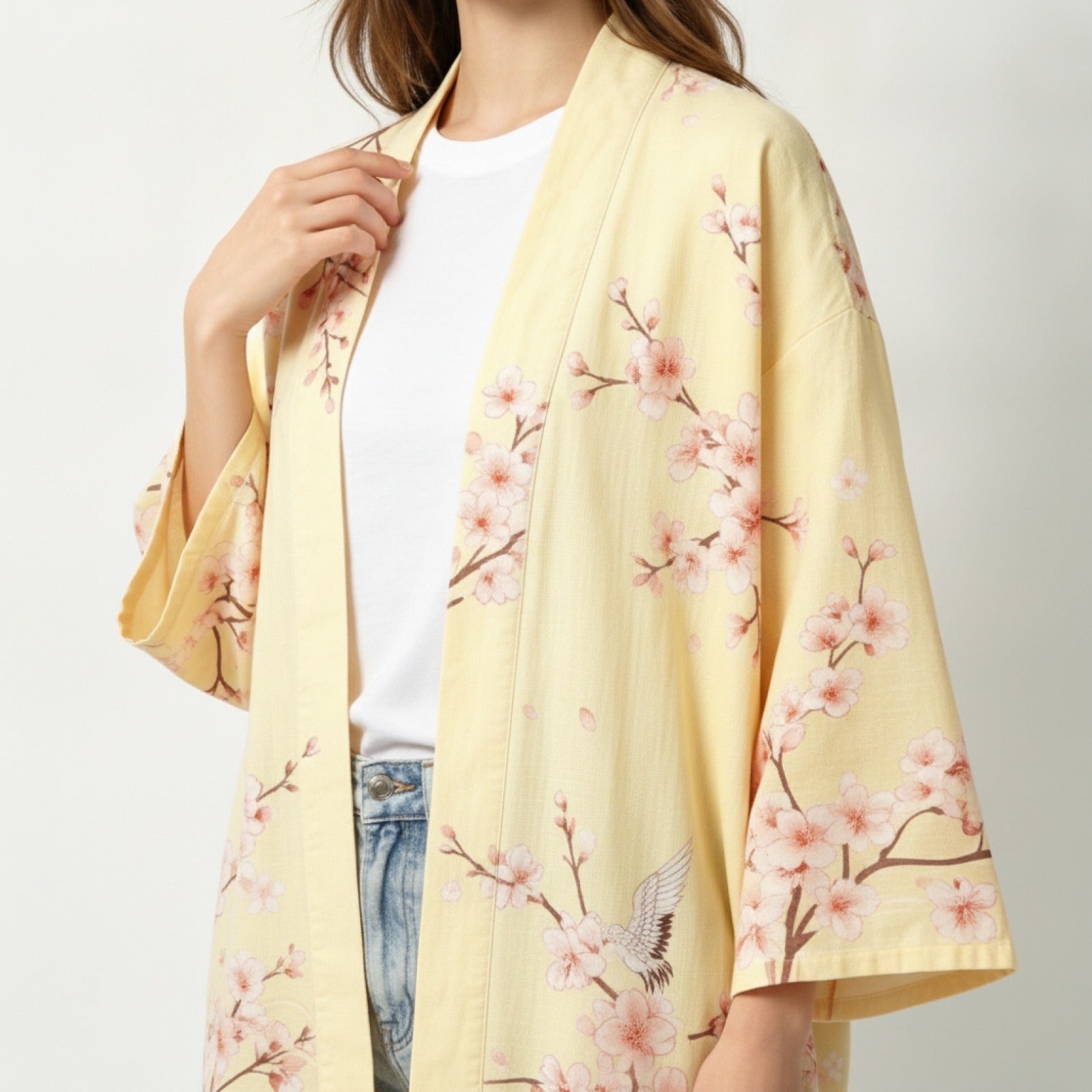 Kimono Bohème Fleuri Unisexe Coton Léger