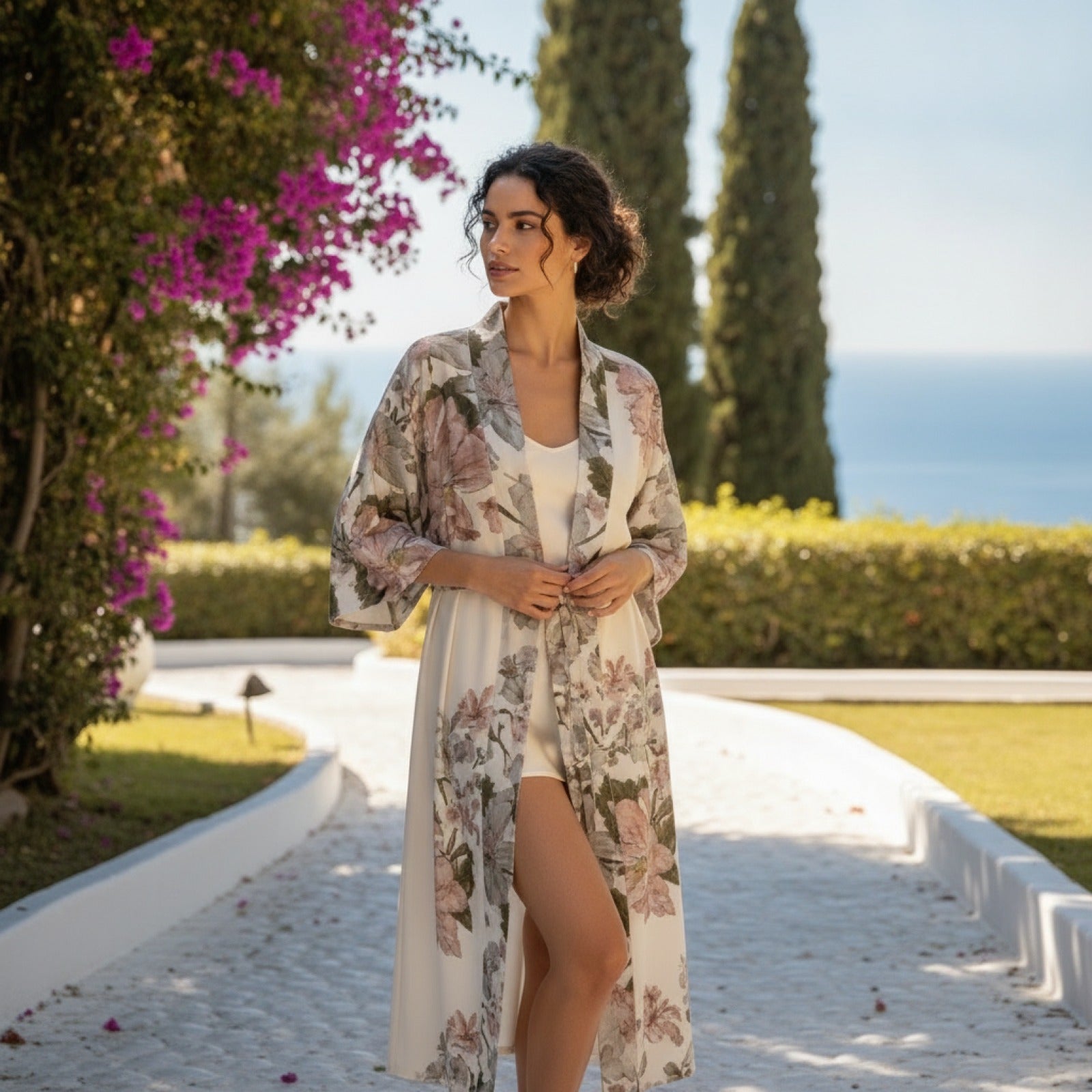 Kimono Yukata Floral Européen Anti-UV