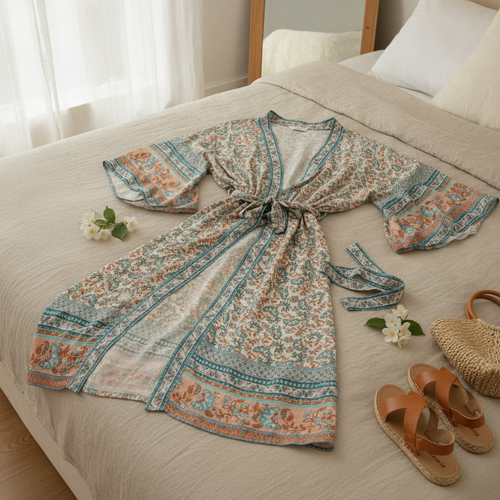 Kimono bohème floral été
