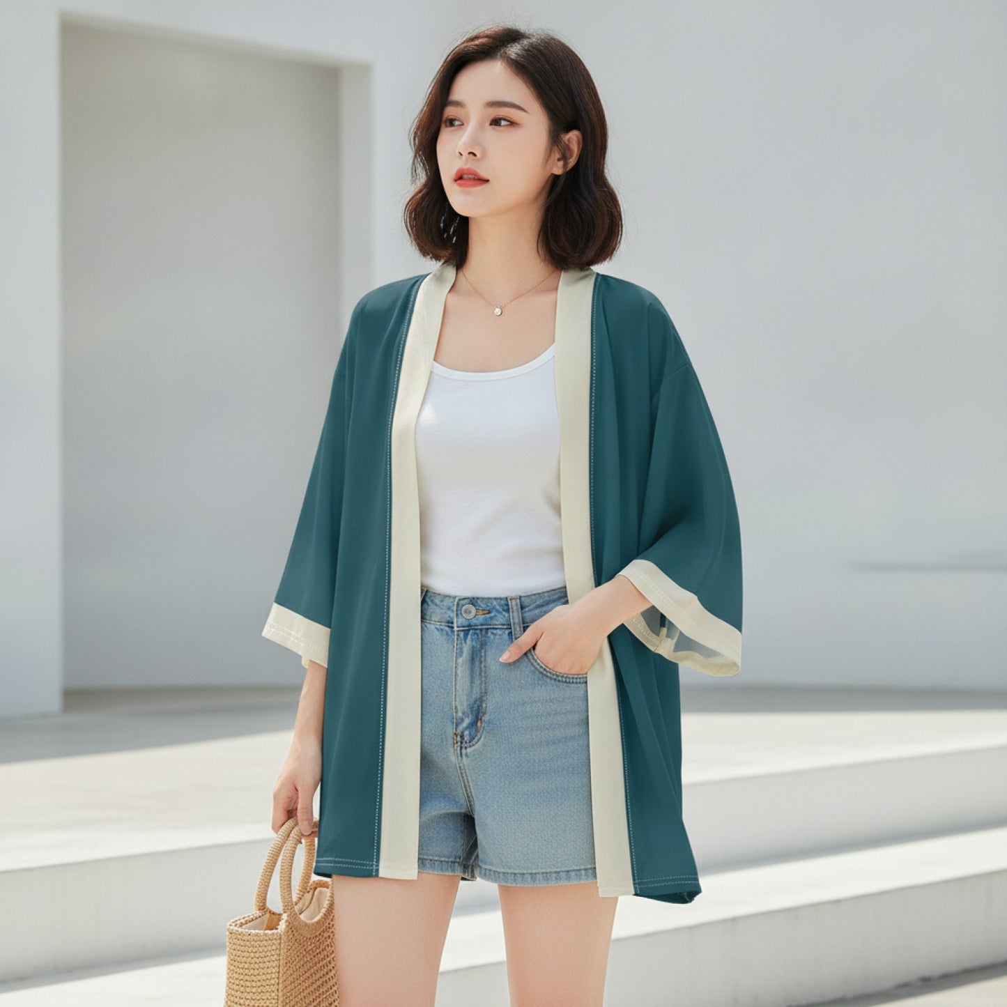 Kimono Haori Ample Unisexe - Style Japonais Décontracté