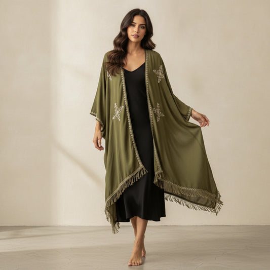 Kimono Long Bohème à Franges